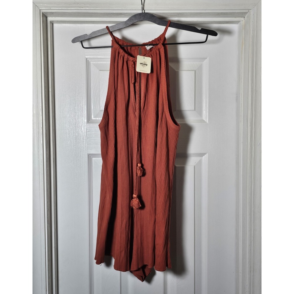 NEW FREE PEOPLE RIBBED BIG SUR PLAYSUIT Size Medium One Piece Romper RUST